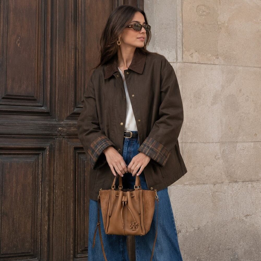 Tory Burch Women's Mcgraw Dragonfly‎ Bag Office Suede Leather In Tiramisu